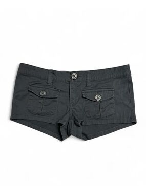 Y2K 2000s Indie Sleaze Low-Rise Micro Mini Gray Cargo Shorts by Bluenotes